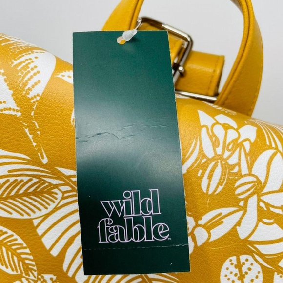 Yellow Floral Print Mini Drawstring Flap Backpack - Picture 11 of 11